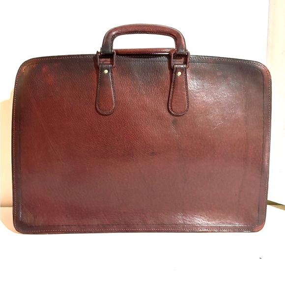 Vintage Elegant Brown Leather Briefcase work travel bag - Picture 1 of 6